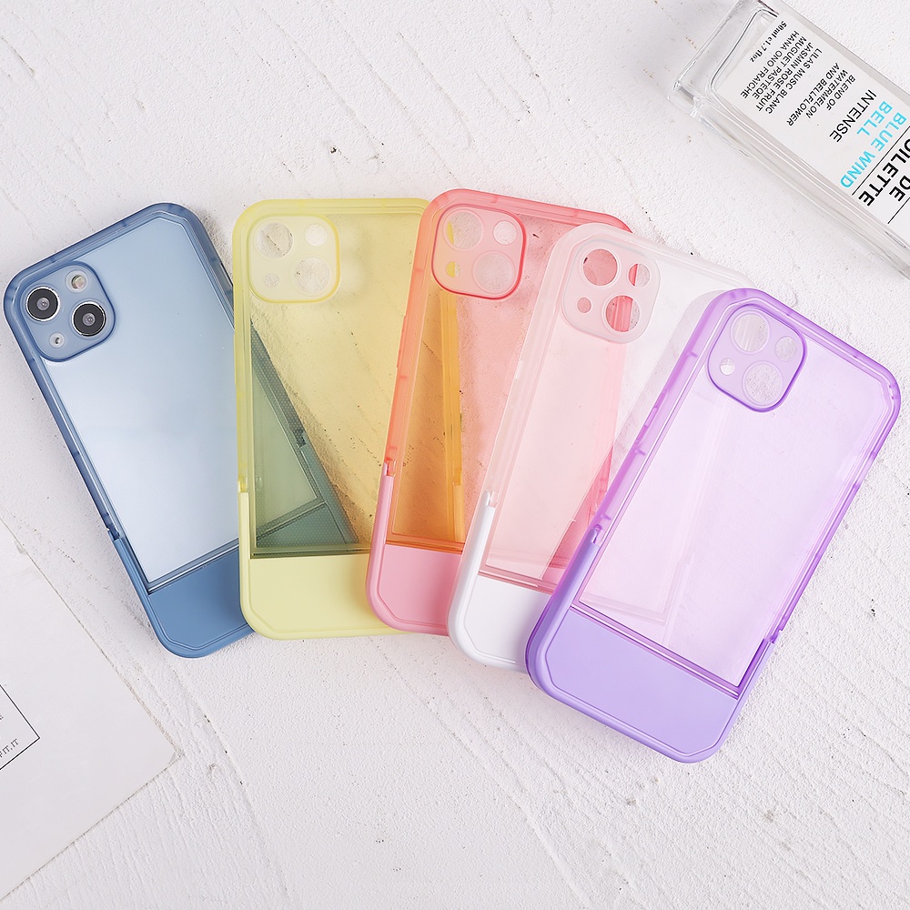 2 In 1 Soft Case TPU Warna Polos Cover Belakang Hp Dengan Bracket Invisible 13