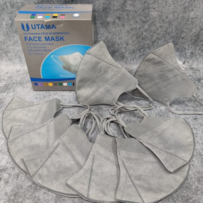 MASKER DUCKBILL Utama BOX ISI 50 3PLY FACE MASK 5 WARNA ADA GARIS MIRIP SENSI - PER BOX