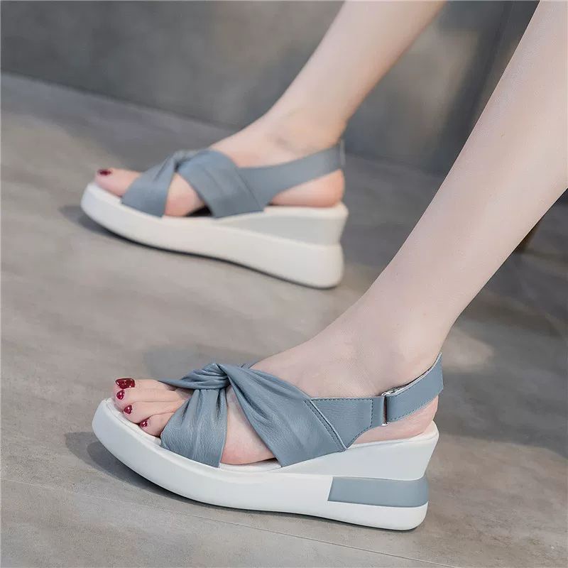 f&sShopp-wedges sandal wanita tali silang-sandal cewek Korea hits
