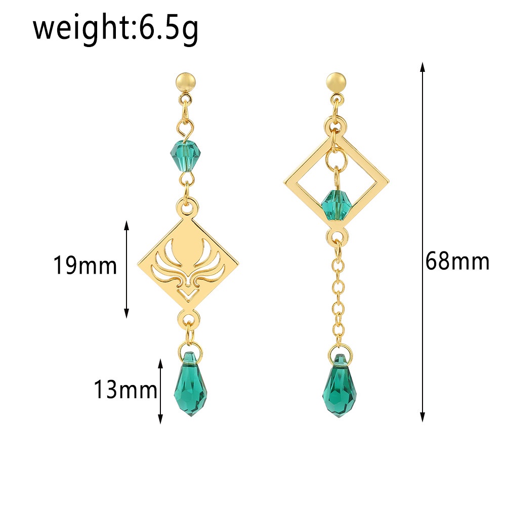 Anting Liontin 7 Element Barbatos Venti Asimetris Bahan Logam Untuk Wanita
