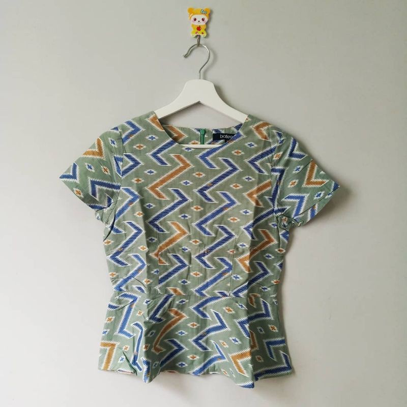 [PRELOVED] Batik Peplum Top by Bateeq | peplum batik blouse | atasan batik wanita