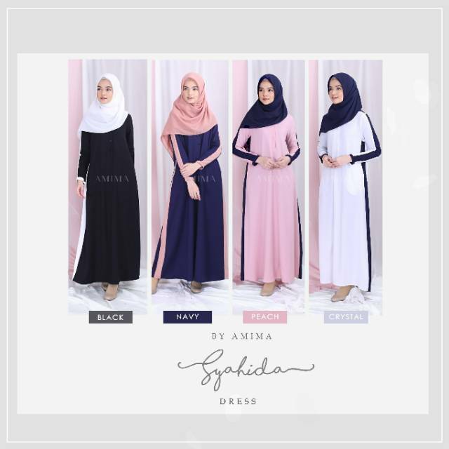 Syahida Dress by Amima - Gamis Moscrepe Polos Casual Cantik