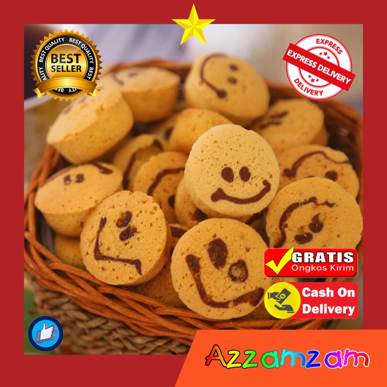 

Kue Bolu Munyes Kering / Snack Bolu Senyum Karakter Kecil Imut / Suguhan Enak Manis Halal 150gr