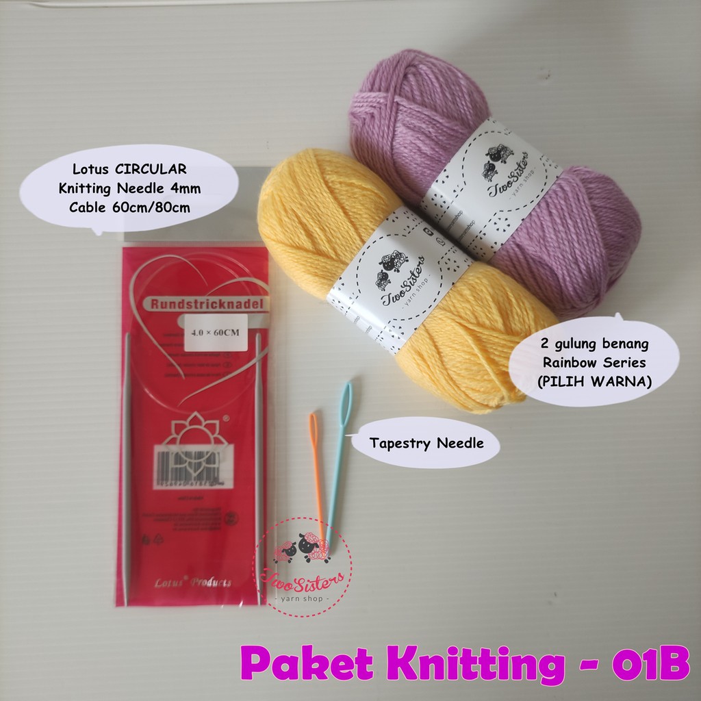Paket Rajut Pemula/ Merajut Pemula/ Perajut Pemula - Knitting 01B