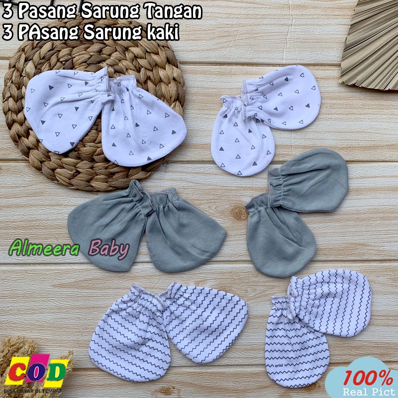 3 PCS Sarung Tangan 3 PCS Sarung Kaki Kaos Kaki Bayi baru Lahir Almeera Baby and Kids