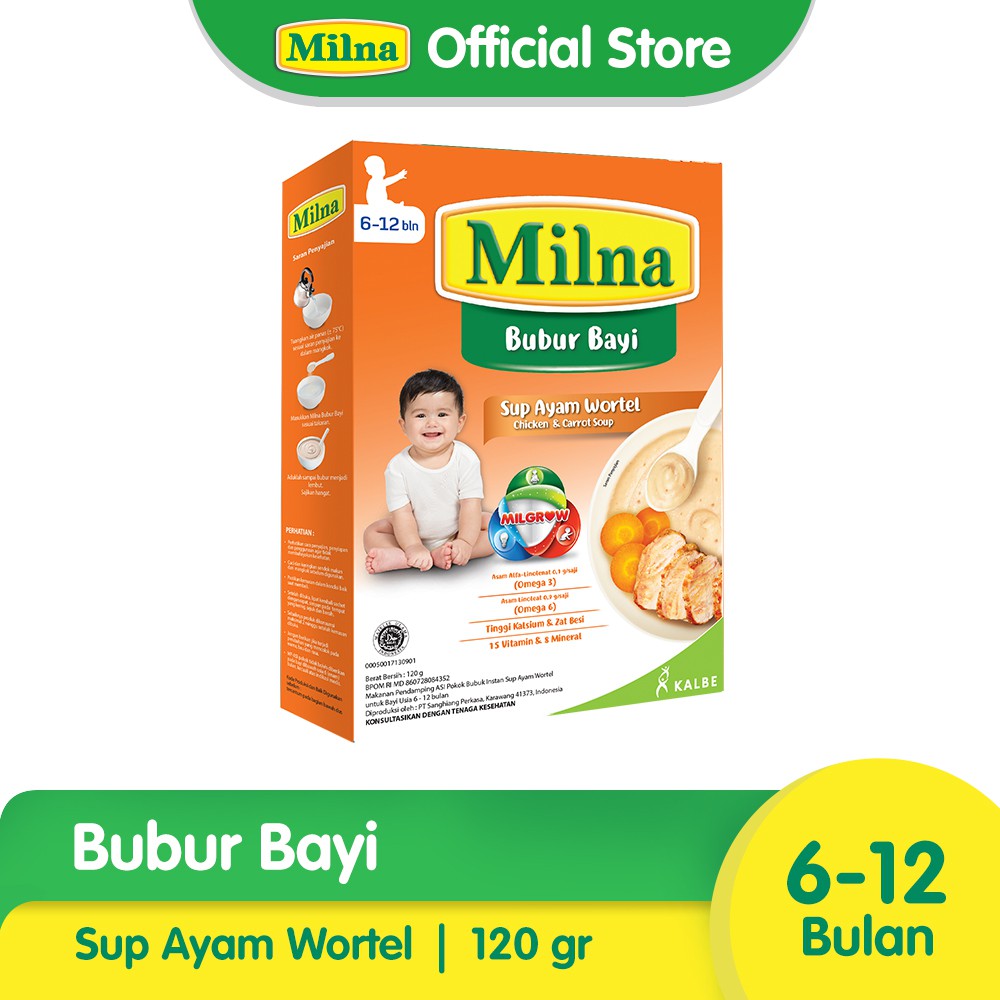 

Milna Bubur Reguler 6 Bln Sup Ayam Wortel 120gr