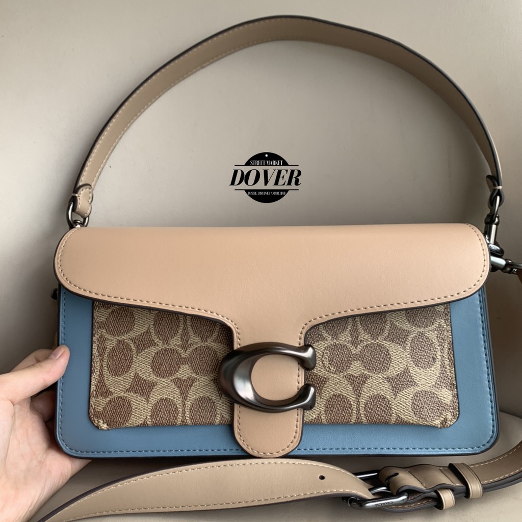 Coach Tabby 26 Shoulder Bag In Signature Canvas Taupe Blue - ORIGINAL 100
