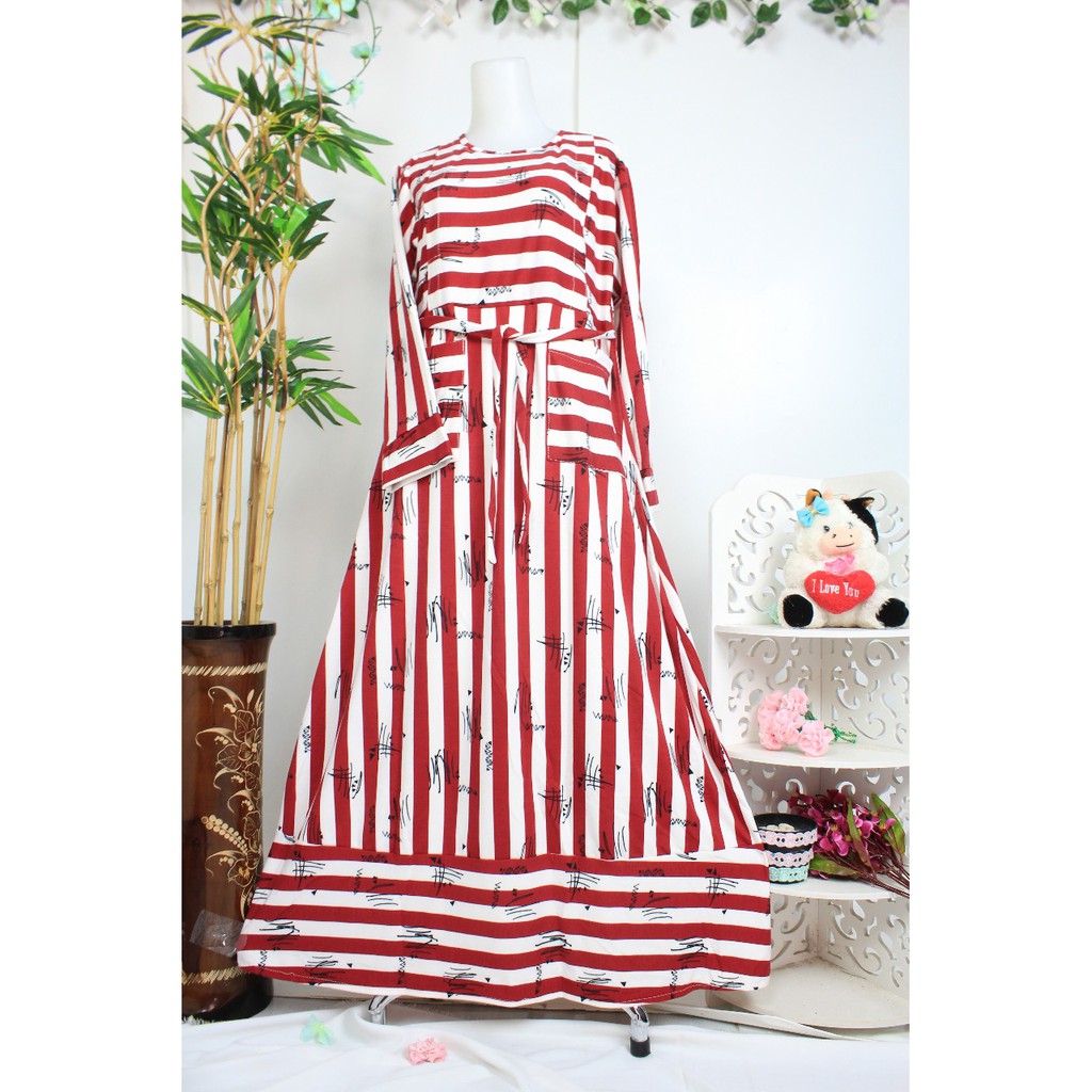 Gamis menyusui bahan babytery salur SASMITA tebal adem jumbo big size adem