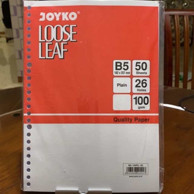 

Kertas Loose Leaf B5 50 Polos / Kertas Binder File Plain isi 50 lembar Joyko