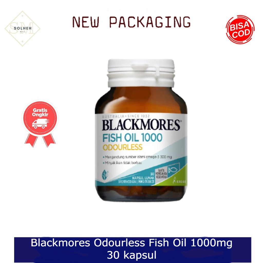 Blackmores Odourless Fish Oil 1000mg Bpom Kalbe - 30 Kapsul Vitamin Fish Oil Mata Kapsul Australia Jantung Suplemen T9E6Z0A7L0 Ultimate Sendi Ori Omega 3