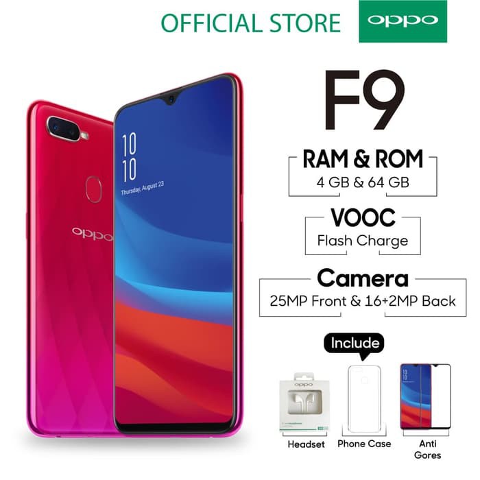 Terlaris OPPO F9 Smartphone 4GB/64GB (Cicil TANPA Kartu Kredit Garansi Resmi) Limited!