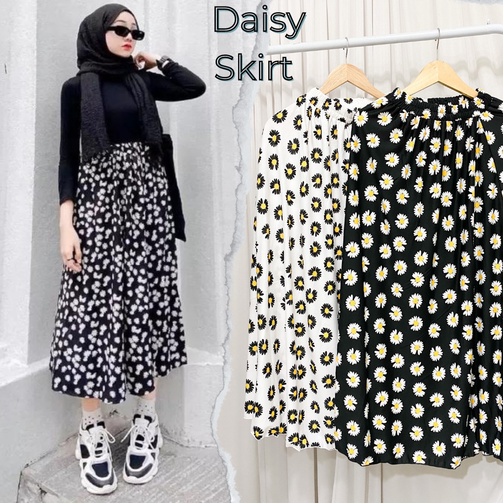 Rok motif bunga DAISY premium 100%hyget super /rok kerja motif /rok ootd terkece