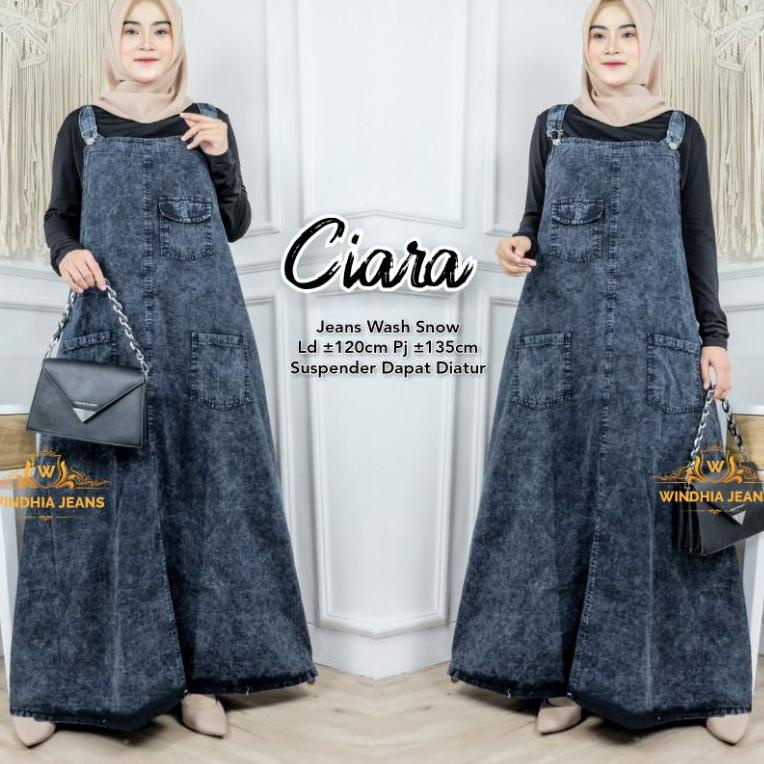 [KODE PRODUK RRQLA3659] Ciara Overal Overall Rok Jeans Jean Jins Denim Wanita Jumbo Big Size Ld 120 