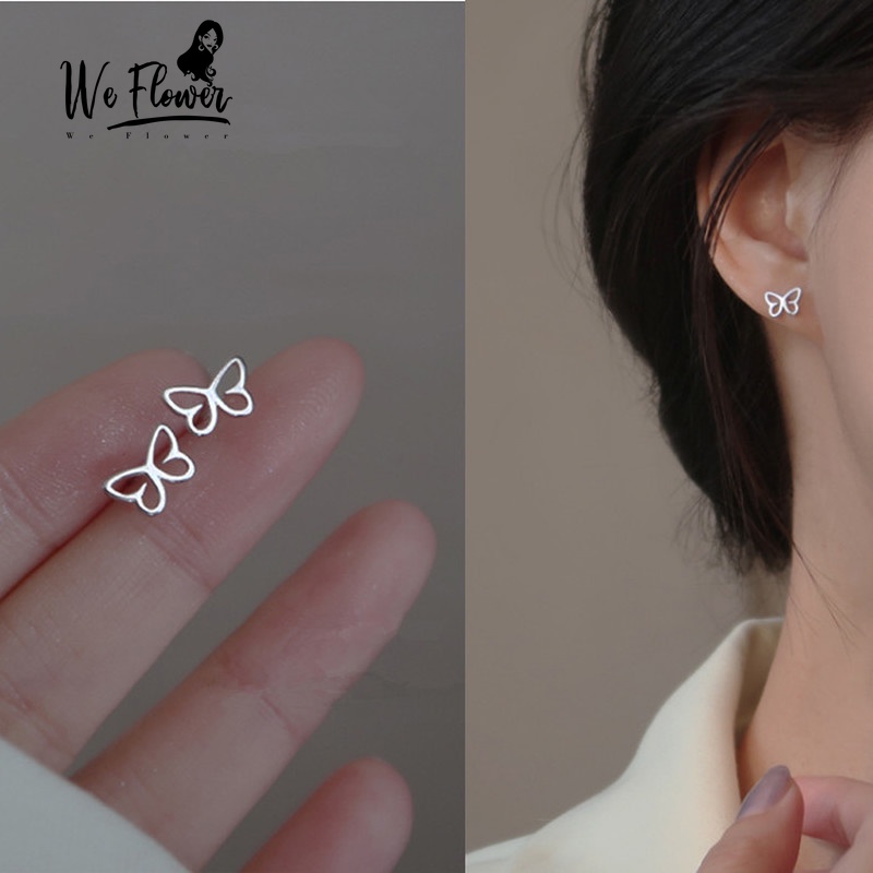 We Flower Anting Stud 925 Sterling Silver Model Kupu-Kupu Hollow Untuk Wanita