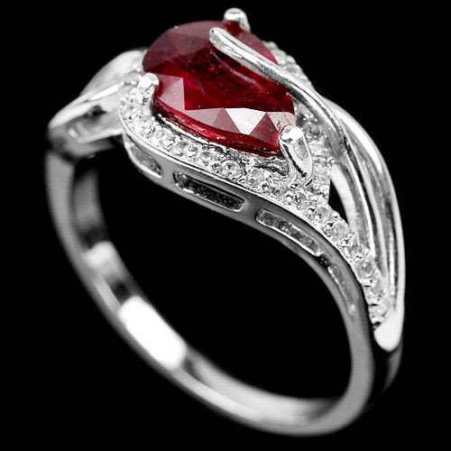 CINCIN NATURAL BLOOD RED RUBY 8X6 MM ORI PERAK 925 SIZE 6.25