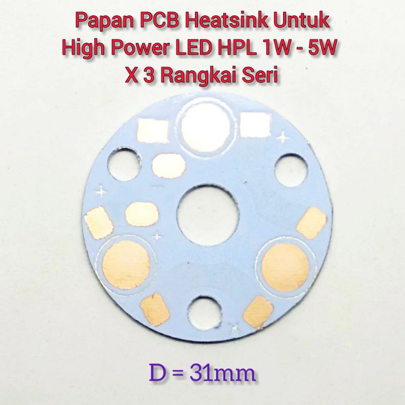 Papan PCB Heatsink DIY Untuk Chip High Power LED HPL 1W 3W 5W Rangkai Seri 3X