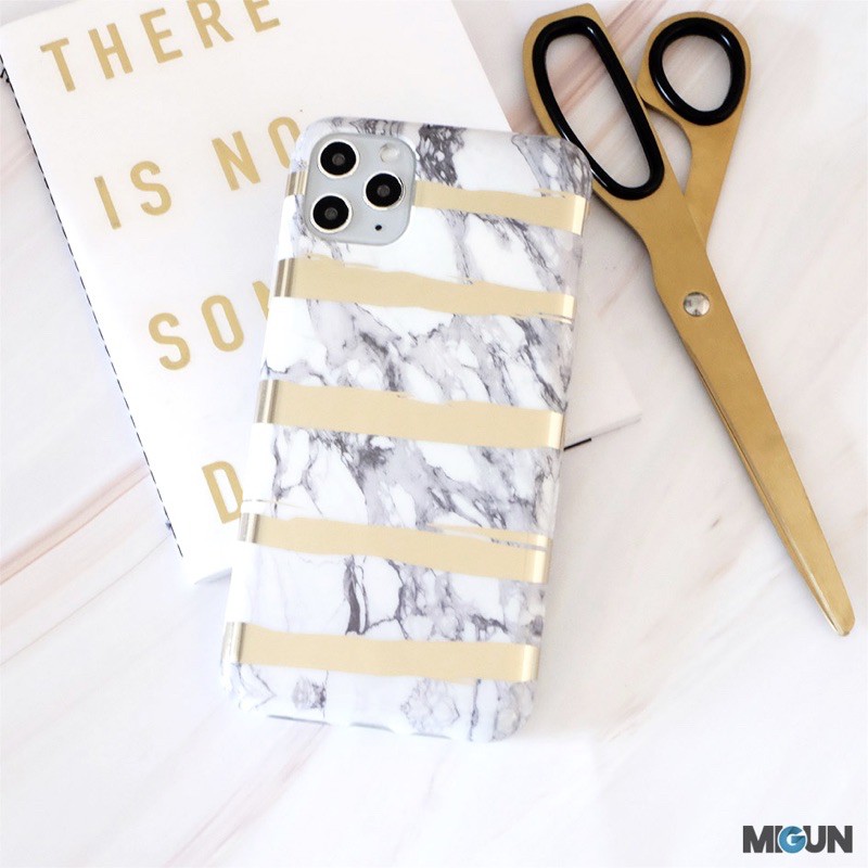 Black &amp; White Gold Foil Marble Case - softcase glossy full cover for all iPhone