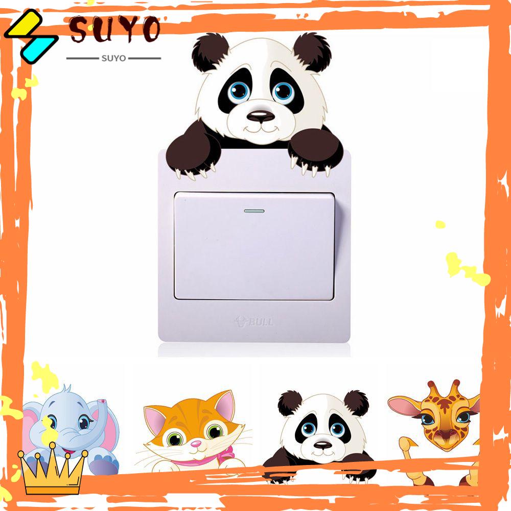 Suyo 1pc Stiker Saklar Lampu Motif Kartun Hewan Untuk Kamar Anak