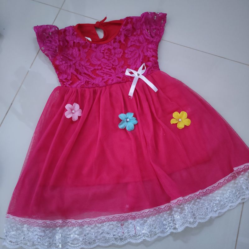 Dress anak 1 2 tahun baju anak cewek perempuan gaun cantik unik tutu brokat (Dress fitriyalova)