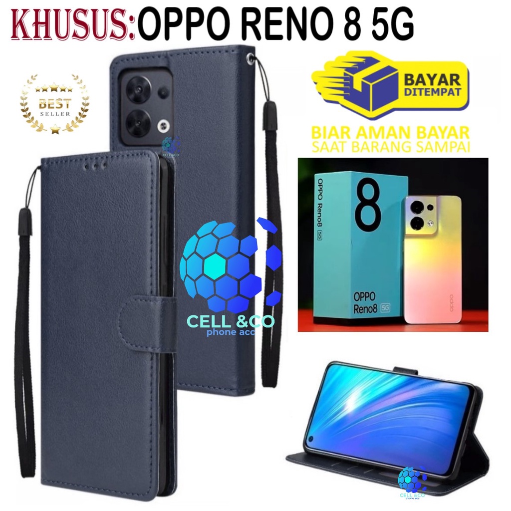 NEW OPPO RENO 8 (5G) TERBARU CASE FLIP LEATHER WALLET PREMIUM FLIP CASE BUKA TUTUP KESING HP CASING FLIP CASE WALLET OPPO RENO 8 5G 2022