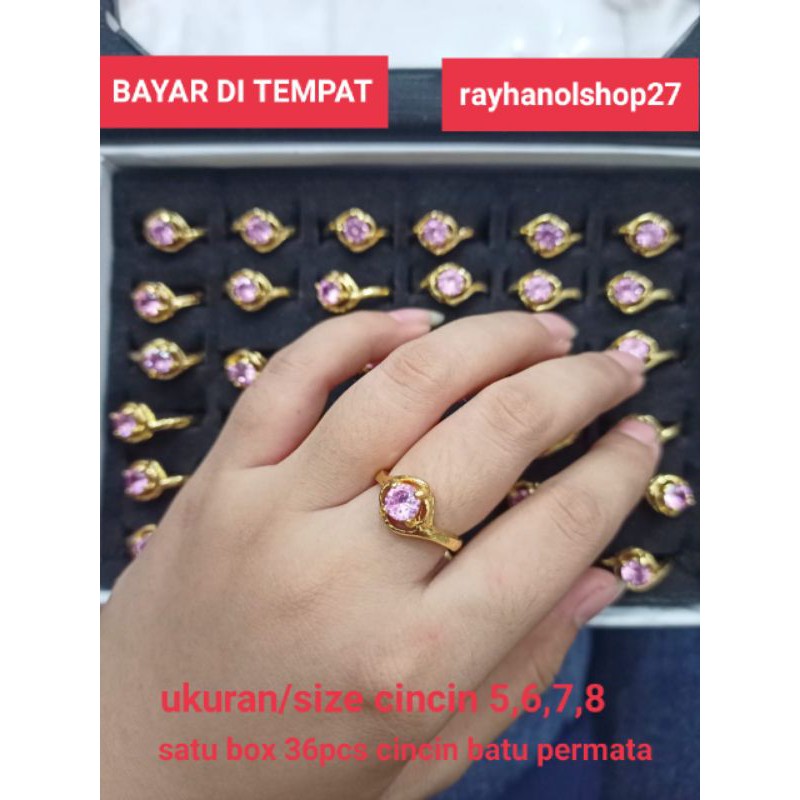(BAYAR DI TEMPAT) NEW!!!satu Box Harga Grosir cincin batu permata Cantik gold 36pcs termurah