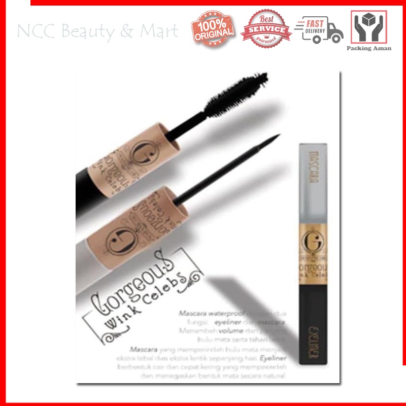 * NCC * Madame Gie Gorgeous Wink Celeb 2 in 1 Maskara + Eyeliner / Mascara Plus Eyeliner Waterproof