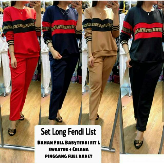 ST Set Stelan Atasan Celana Babyterry Long Fendi List