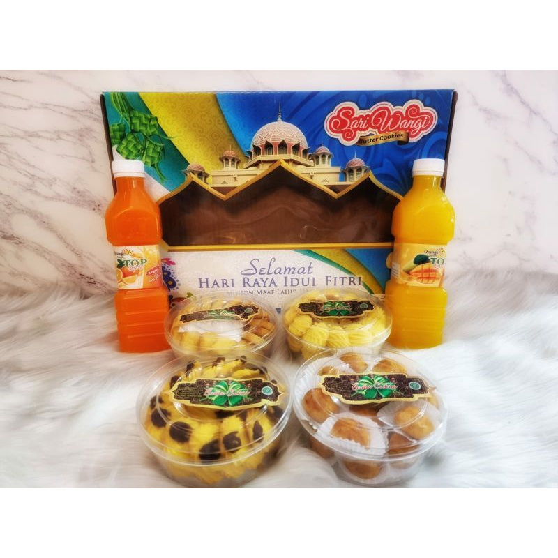 

Paket Kue Lebaran Murah Sari Wangi Varian 4 Cookies 2 Syrup