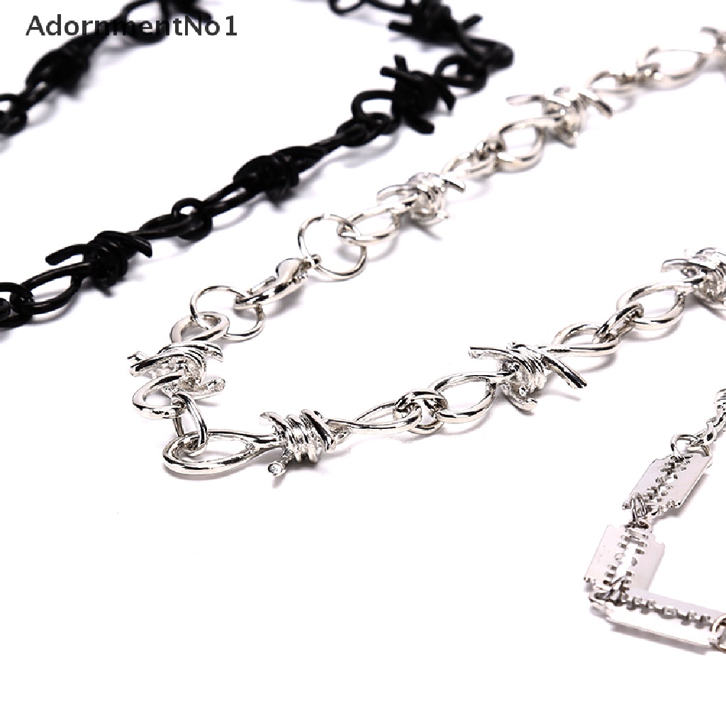 (AdornmentNo1) Kalung Choker Rantai Aksen Duri + Gembok Handmade Untuk Perhiasan Pria / Wanita