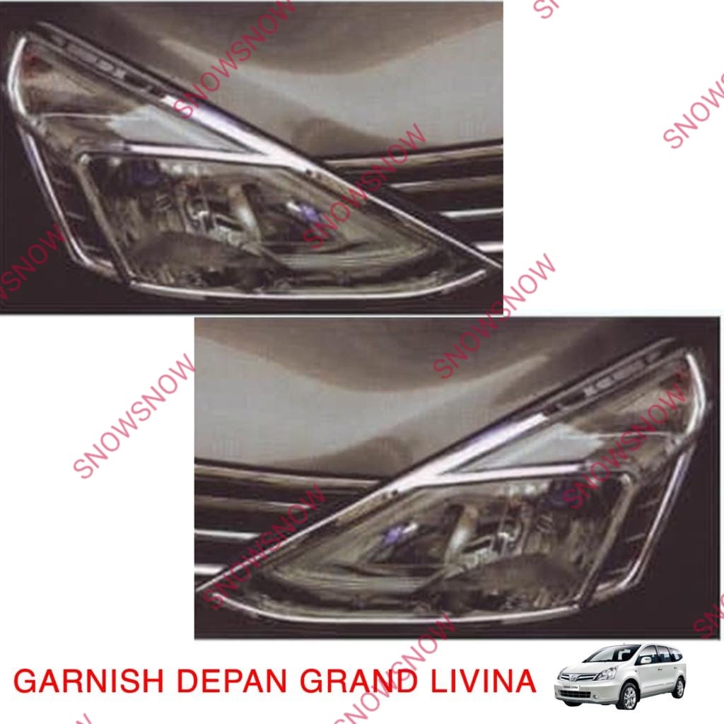 Paket Garnish Lampu Depan Belakang Nissan Grand All New Livina Chrome