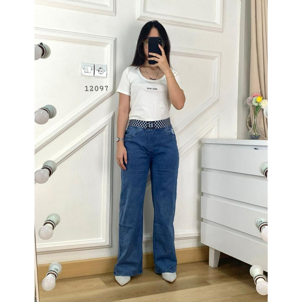Kulot Jeans Pinggang Karet I Jeans Kulot Import I Boyfriend Jeans Wanita High Waist Jeans