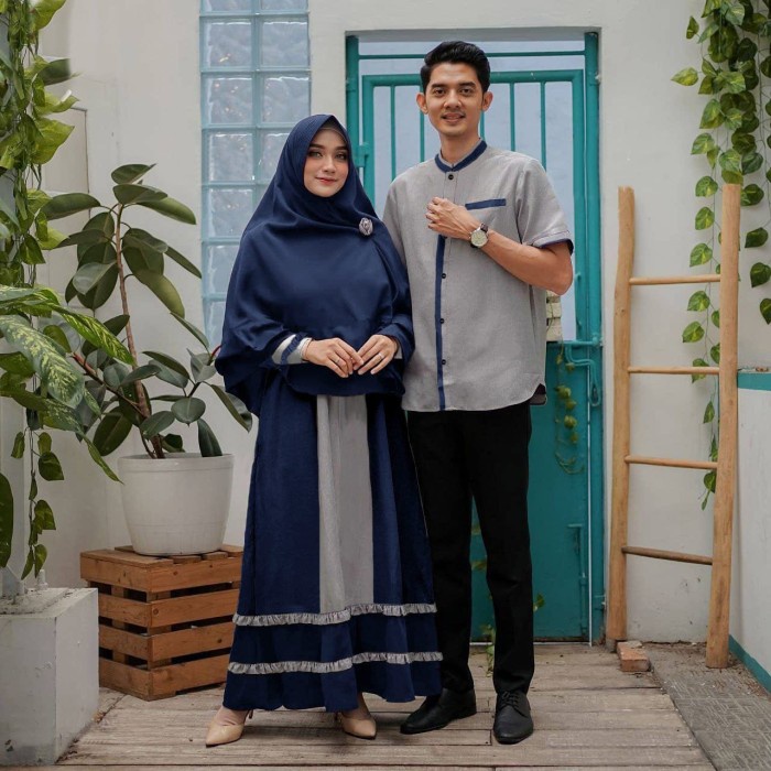 PC- COUPLE Nadira NAVY [Baju Couple 0121] VDR Baju Gamis Wanita -PC