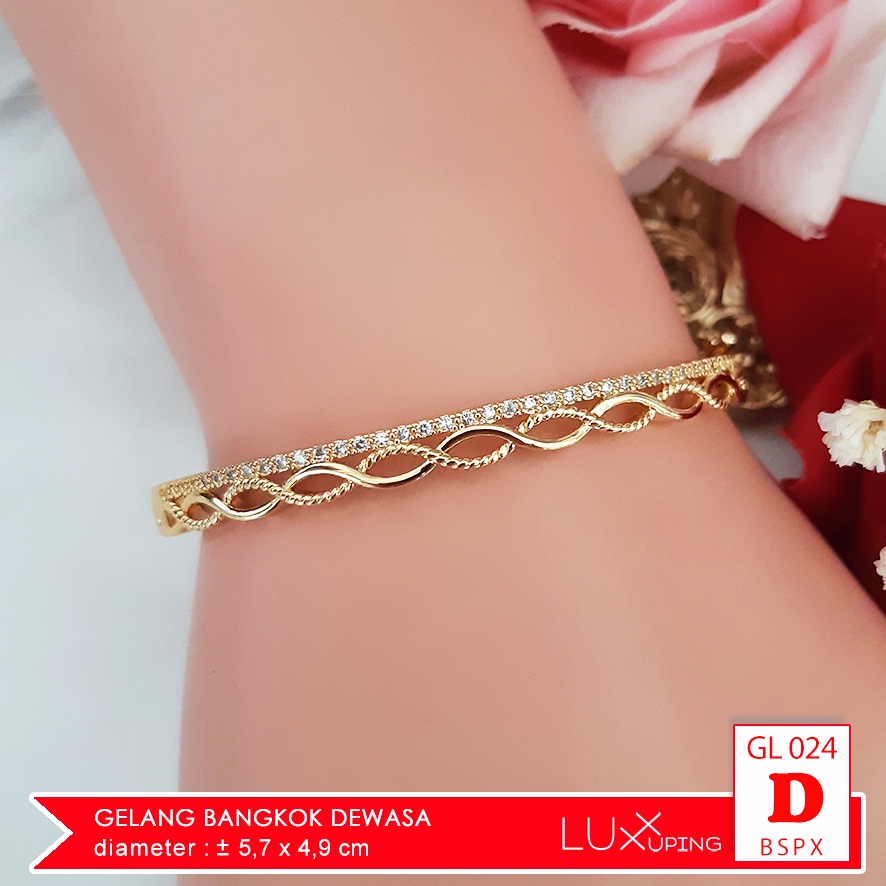 GL 024 Gelang Bangkok Dewasa Terbaru Perhiasan Emas 18K Imitasi Gelang Wanita Hemat Gelang Bangle Dewasa Mata Zirkon Gelang Hadiah Pacar Kado Ibu Gelang Love Cinta Luxx Xuping