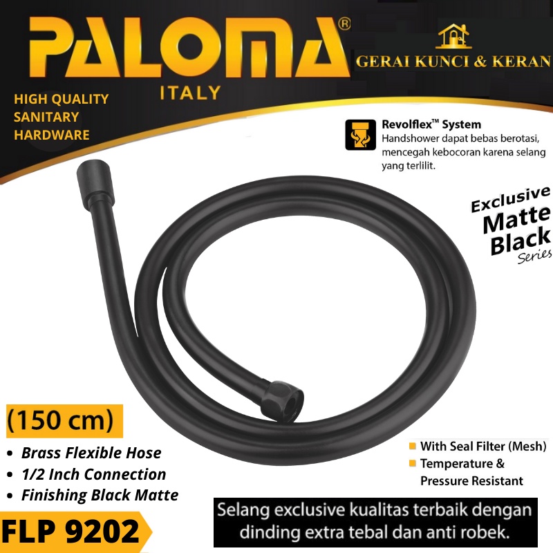 PALOMA FLP 9202 Flexible Hose Selang Handshower Hand Shower Fleksibel HITAM BLACK MATTE