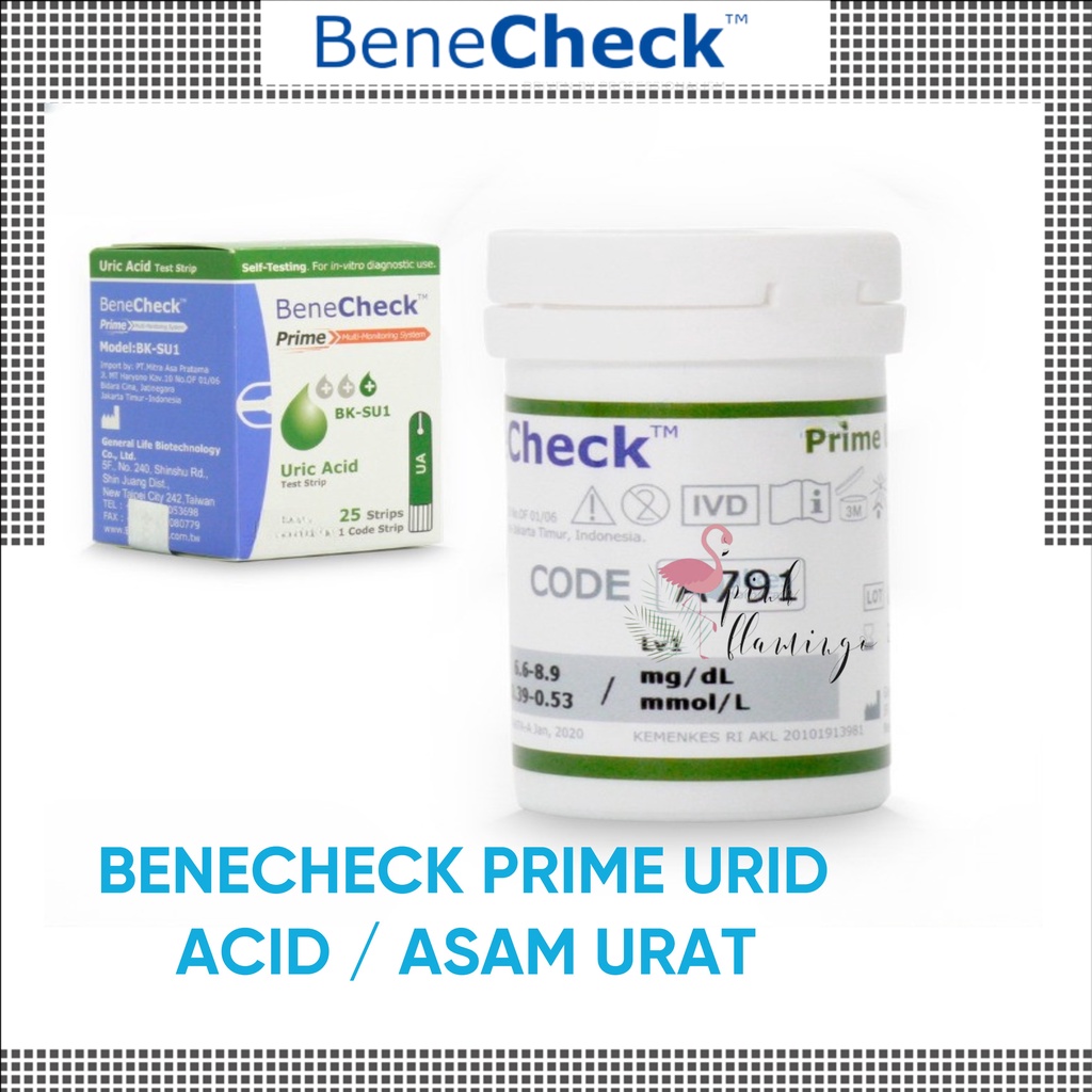 Jual Benecheck Prime Strip Test Asam Urat Isi 25 Test Strip (Urid Acid ...