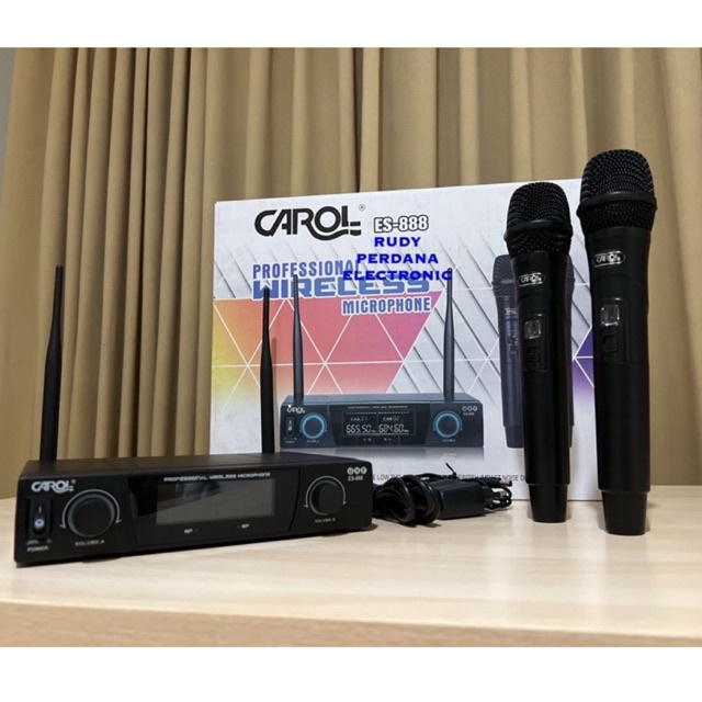 MICROPHONE MIC WIRELESS MIKROPON MIK TANPA KABEL CAROL ES-888 ORIGINAL ORI BAGUS TERLARIS TERBAIK GARANSI