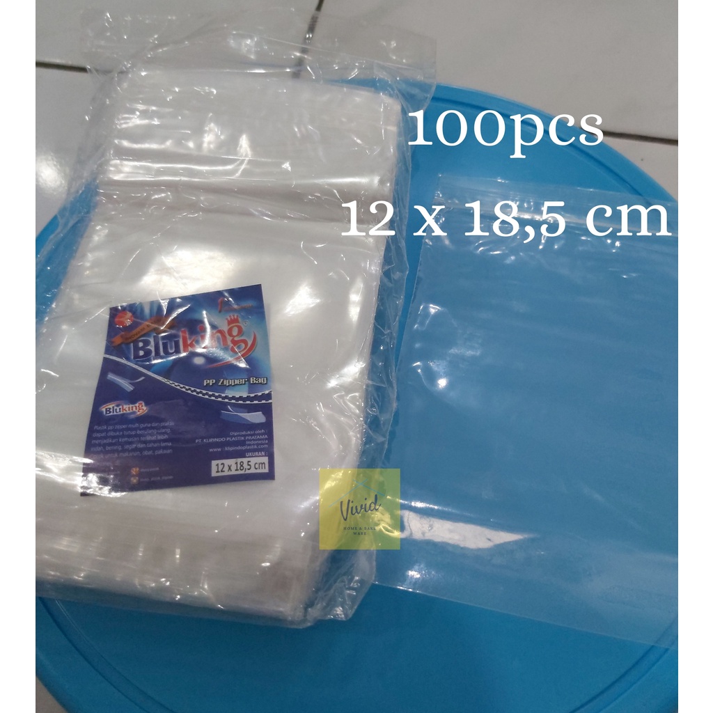 BLUKING Klip PP 12 x 18,5 CM - Kantong Plastik Klip Sealer Bening (100 pcs)