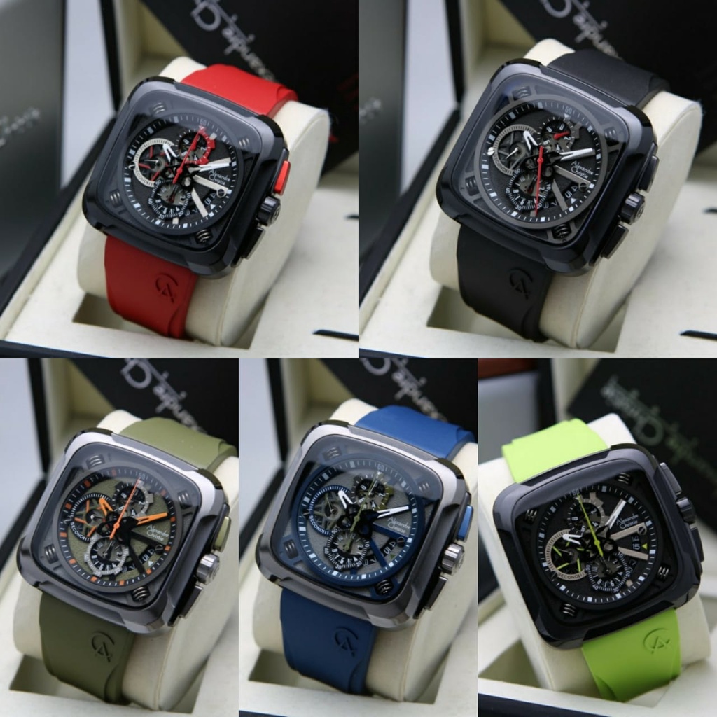 JAM TANGAN PRIA ALEXANDRE CHRISTIE AC 6577 AC6577 BLACK RUBBER ORIGINAL