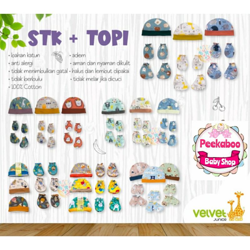 1 PCS Velvet Sarung tangan dan kaki + Topi