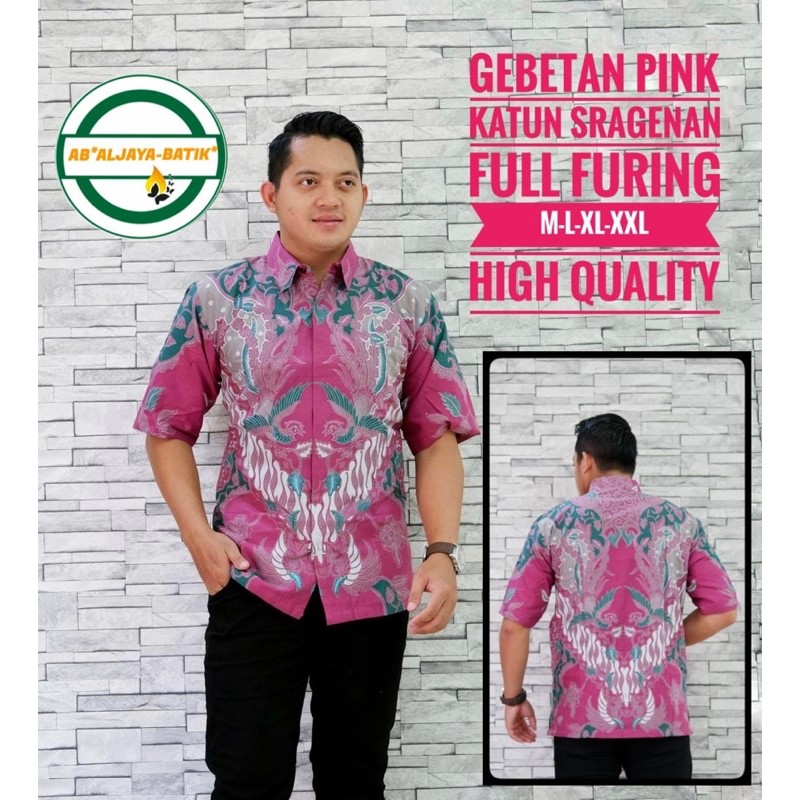 Batik Pria GEBETAN PINK Full Furing Katun Halus Size M-XXL High Quality