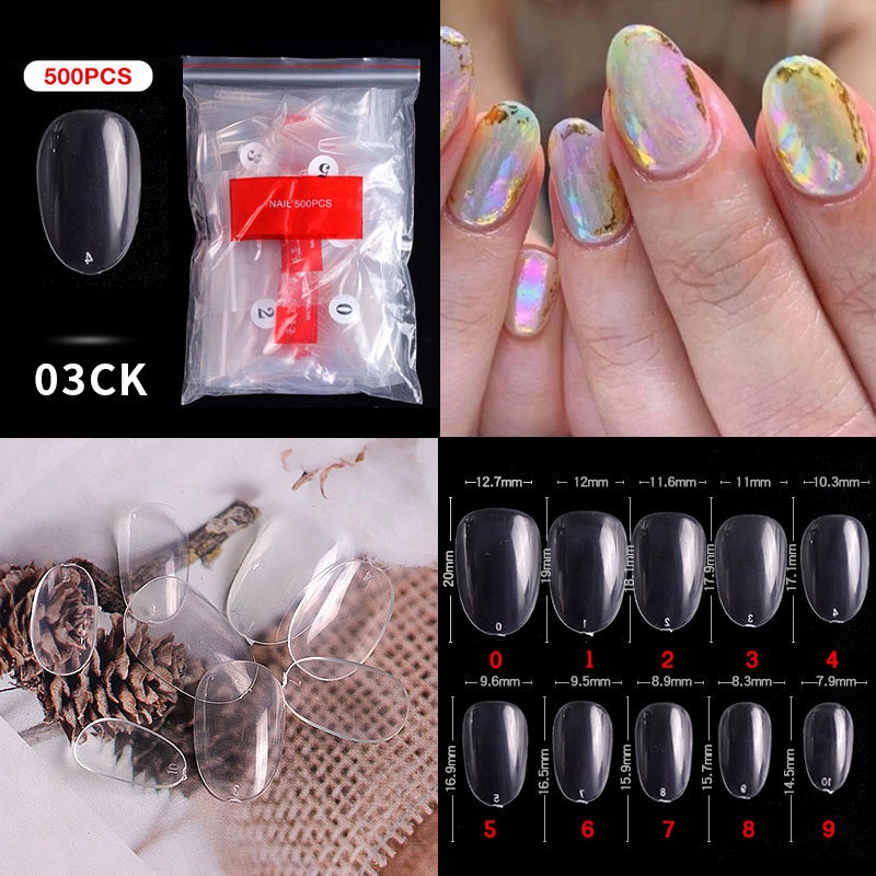 SET KUKU PALSU SATUAN bening dan putih 500 pcs / Fake Nails Acrylic set / nail art DIY