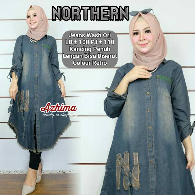 Northern Long Tunik jeans rawis bordir