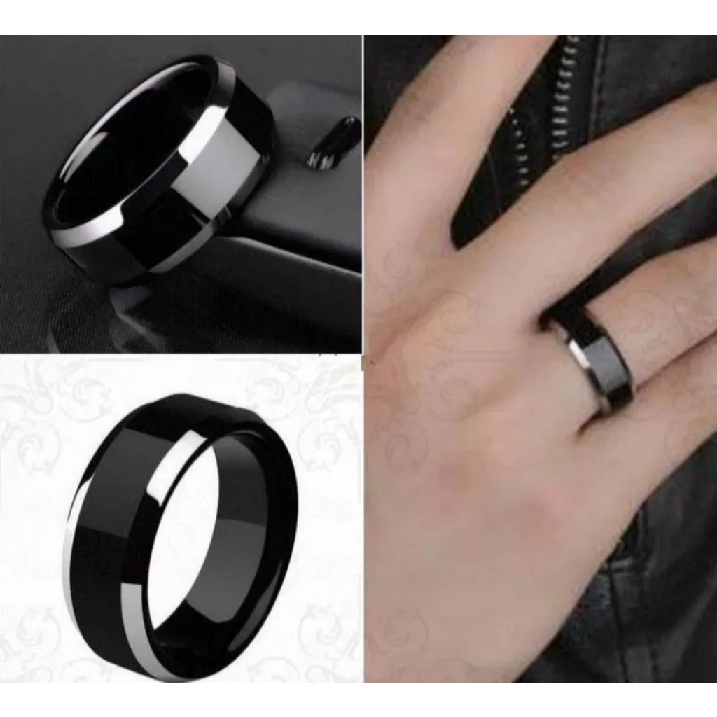 Cincin Stainless Hitam Polos Unisex / Pria / Wanita Stainless Steel Anti Karat 216L 16 17 18 19 Hitam Black Ukuran 6 7 8 9 Cincin Fashion Import - Bayar Ditempat - COD