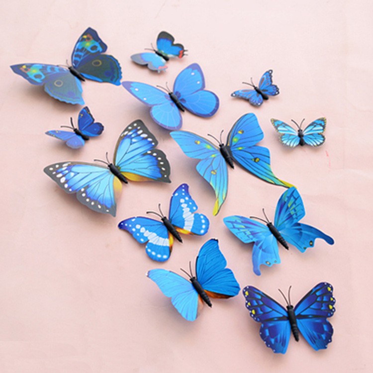 OVERFLOWS.ID 12 Pcs Stiker Dinding 3D Motif Kupu-Kupu Hiasan Dinding Butterfly Magnet Tempel