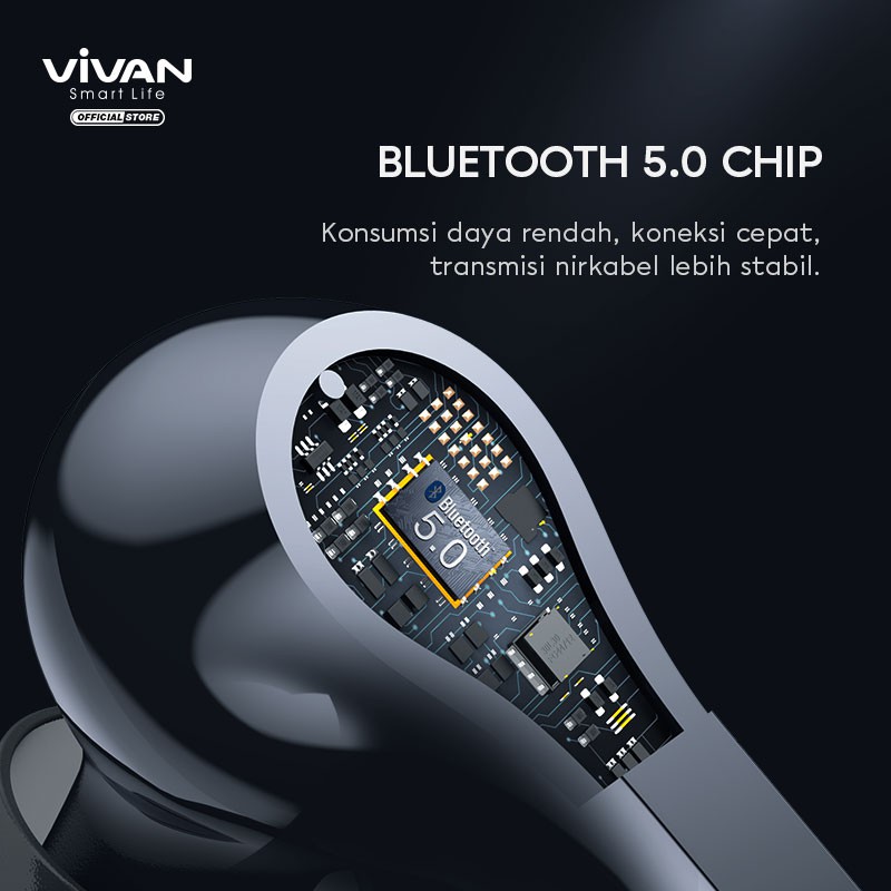 VIVAN Wireless Bluetooth Headset Earphone TWS Liberty T200 Waterproof IPX4 Support iPhone 12