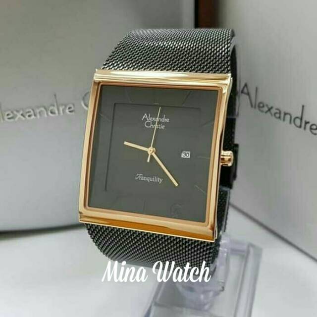 Jam tangan Pria Alexander Cristie ORIGINAL ac8333 black rosegold