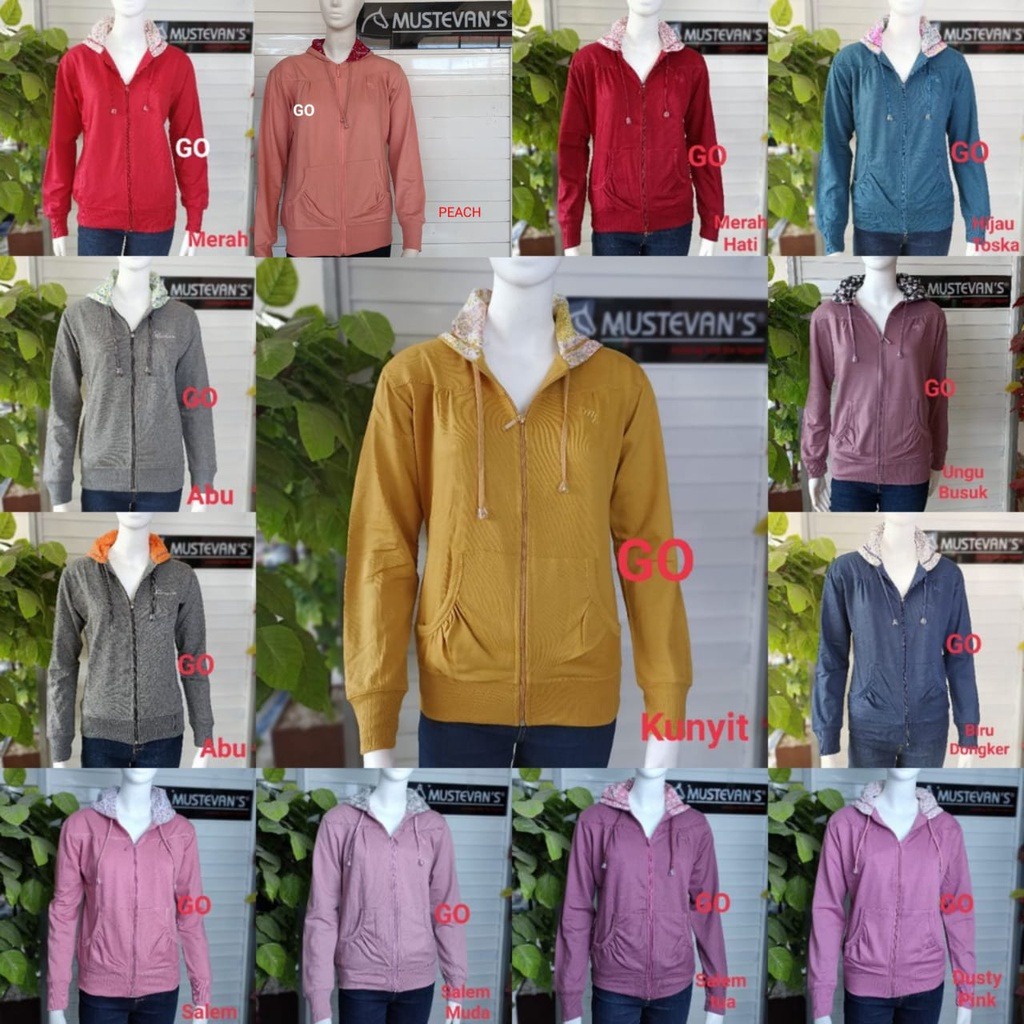 sogo MUSTEVANS JAKET WANITA Sweater Polos Katun Jaket Cewek Casual