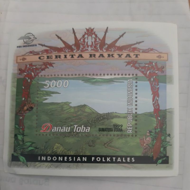 

Perangko Indonesia cerita rakyat 1999 danau toba mini sheet 1 prangko