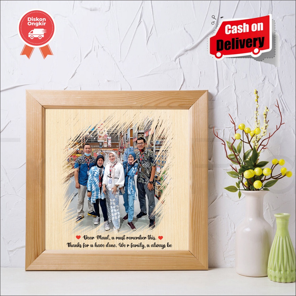 KADO/GIFT FRAME FOTO SIMPLE VEKTOR NE18 (include box) ILUSTRASI FOTO FIGURA KAYU