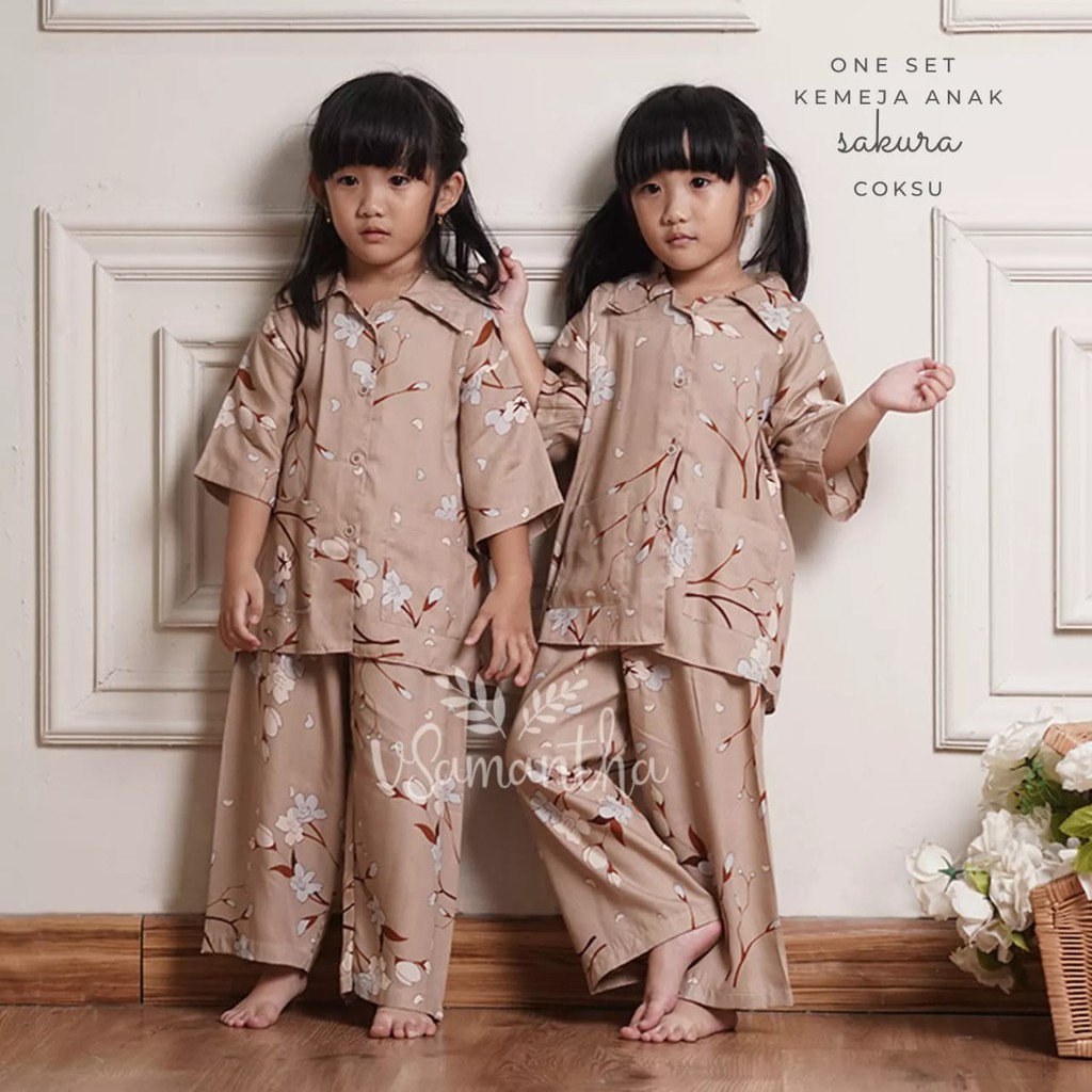 One Set Kemeja Anak Rayon Motif